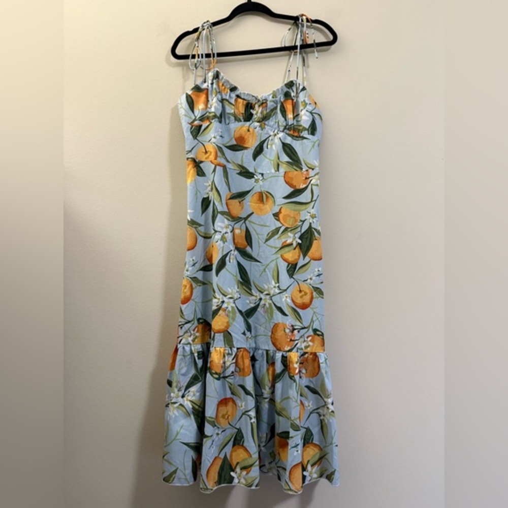 Cider Blue and Orange Maxi Dress